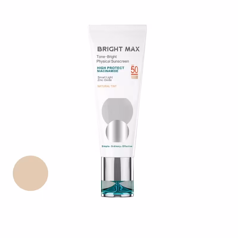 کرم ضد آفتاب رنگی برایت مکس SPF 50 مدل فیزیکال مناسب انواع پوست‌ حجم 40 میلی‌لیتر