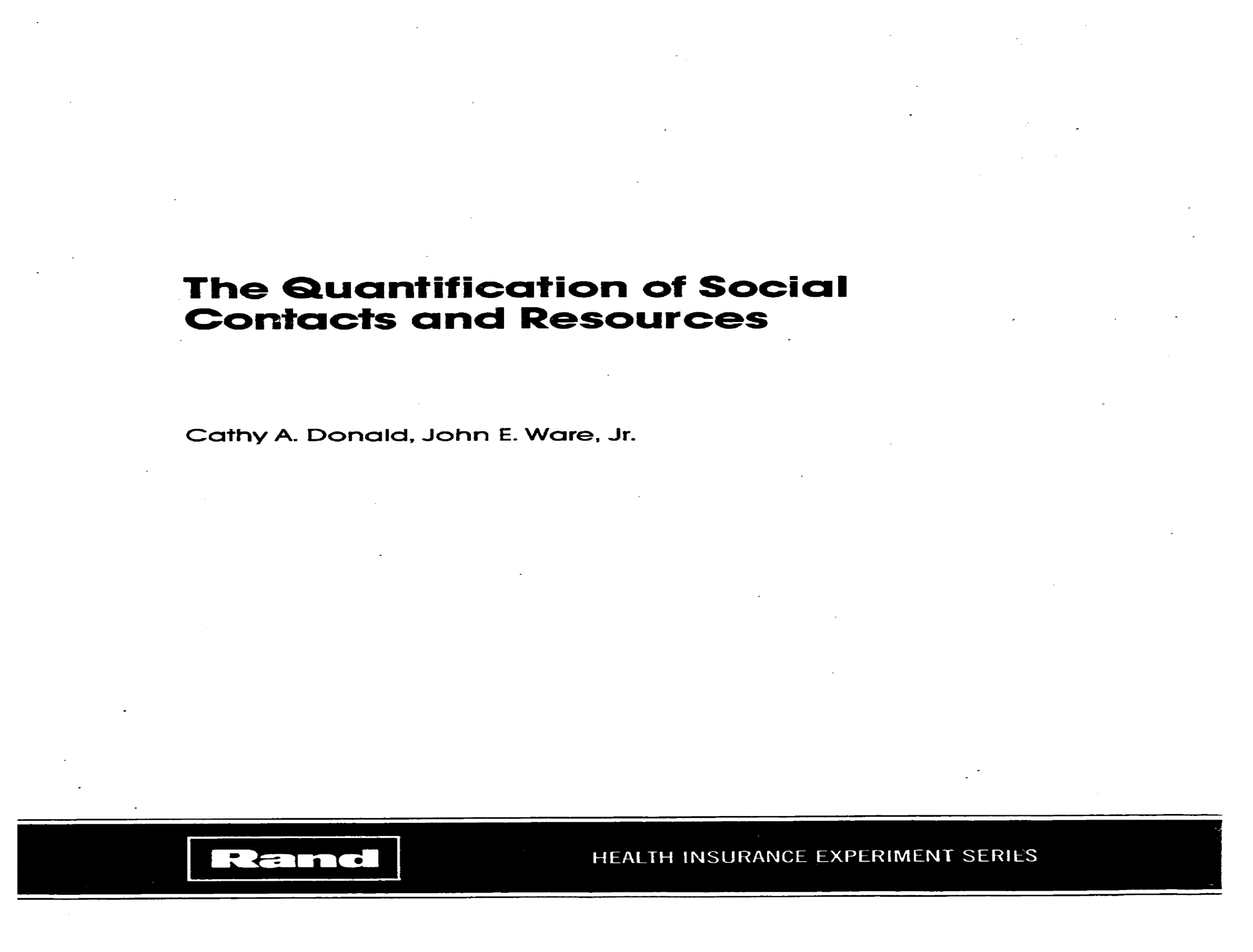 خرید و دانلود نسخه کامل کتاب The Quantification of Social Contacts and Resources - PDF