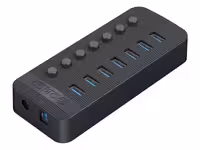 هاب یو اس بی 7 پورت همراه آداپتور اوریکو Orico CT2U3-7AB Multi-Port Hub With Individual Switches