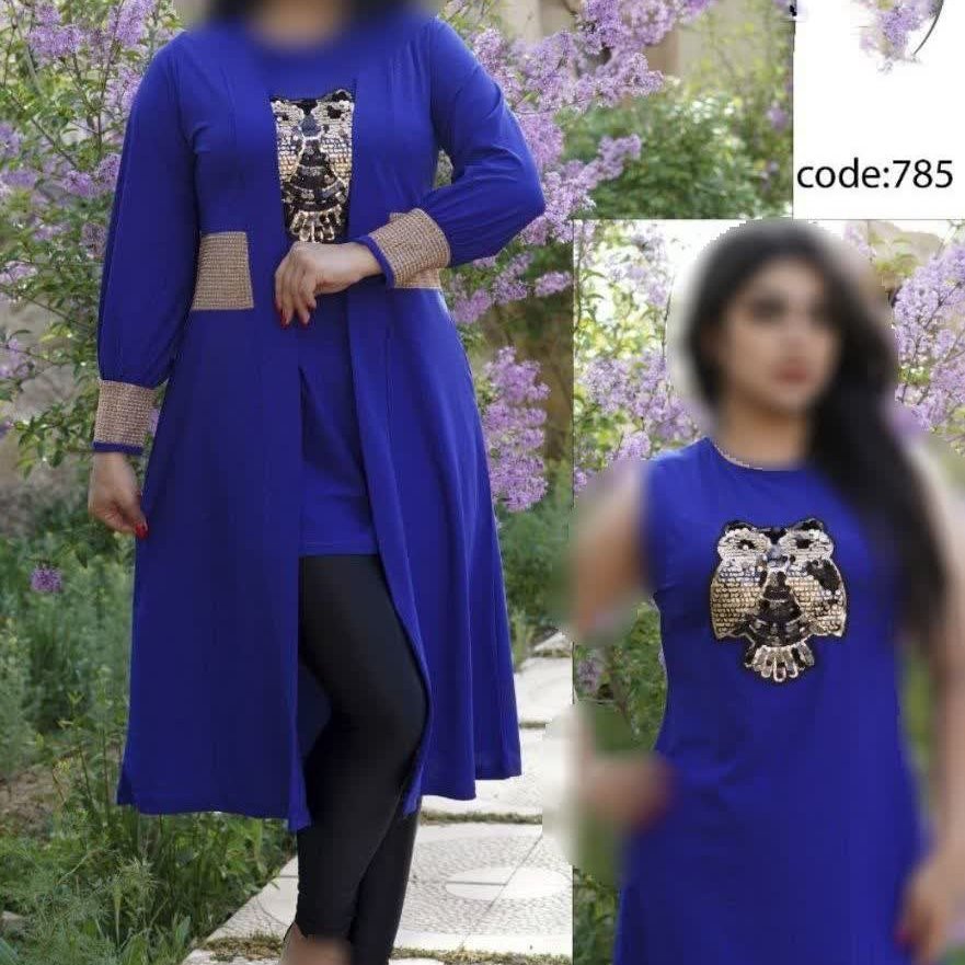 مانتو دو تیکه کمر و مچ طلایی جغد