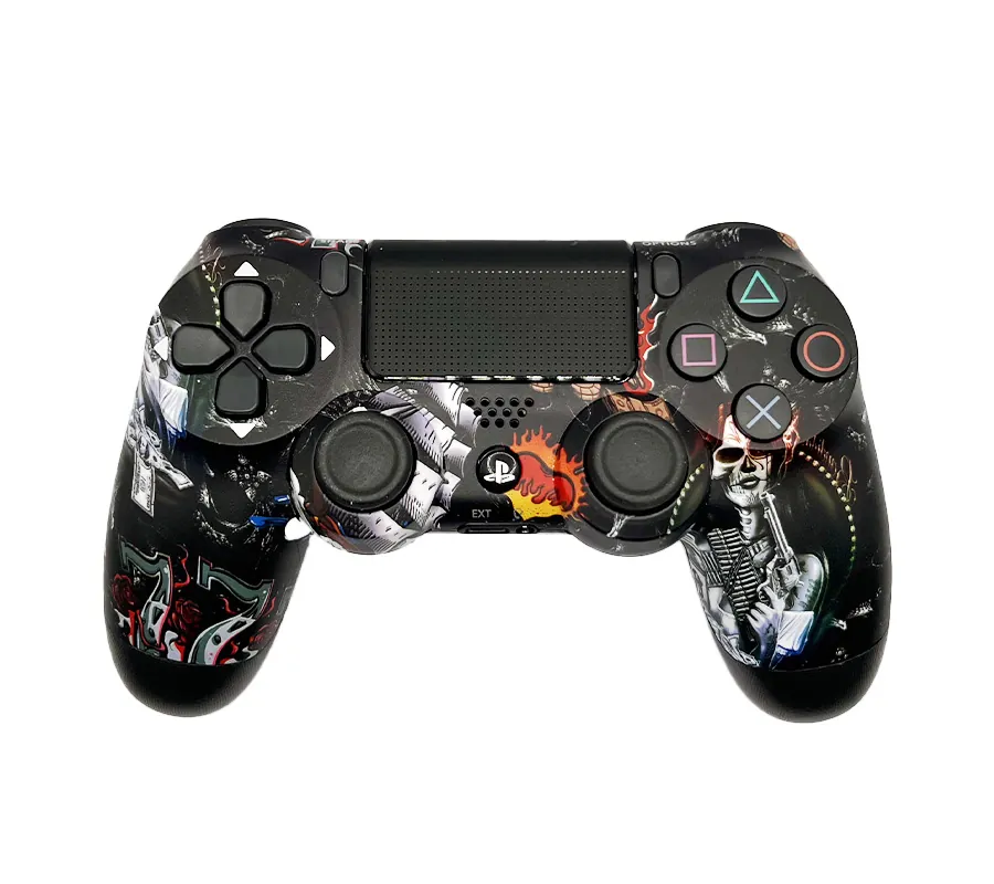دسته بی سیم PS4 DualShock 4 High Copy طرح اسکلت آتشی