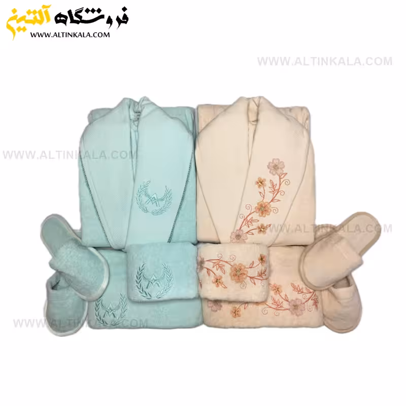 سرویس حوله عروس و داماد 10تکه گلدوزی سه بعدی برند MARIBOR