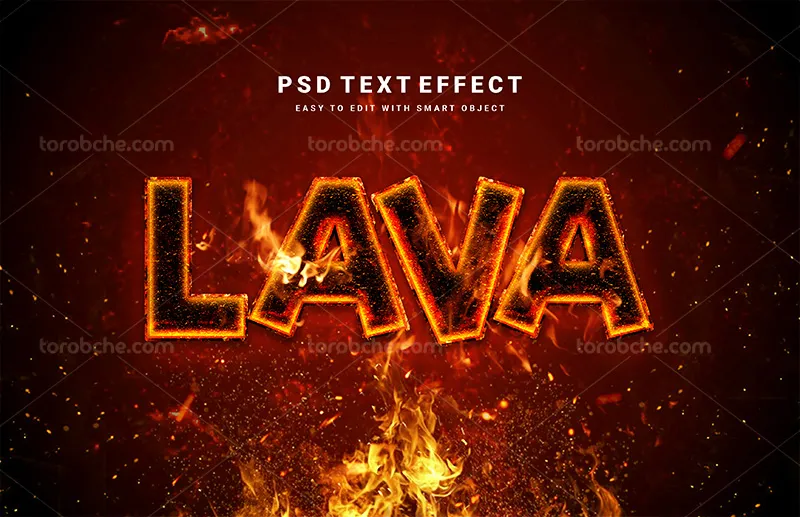 موکاپ لایه باز افکت متنی آتشی | گرافیک با طعم تربچه