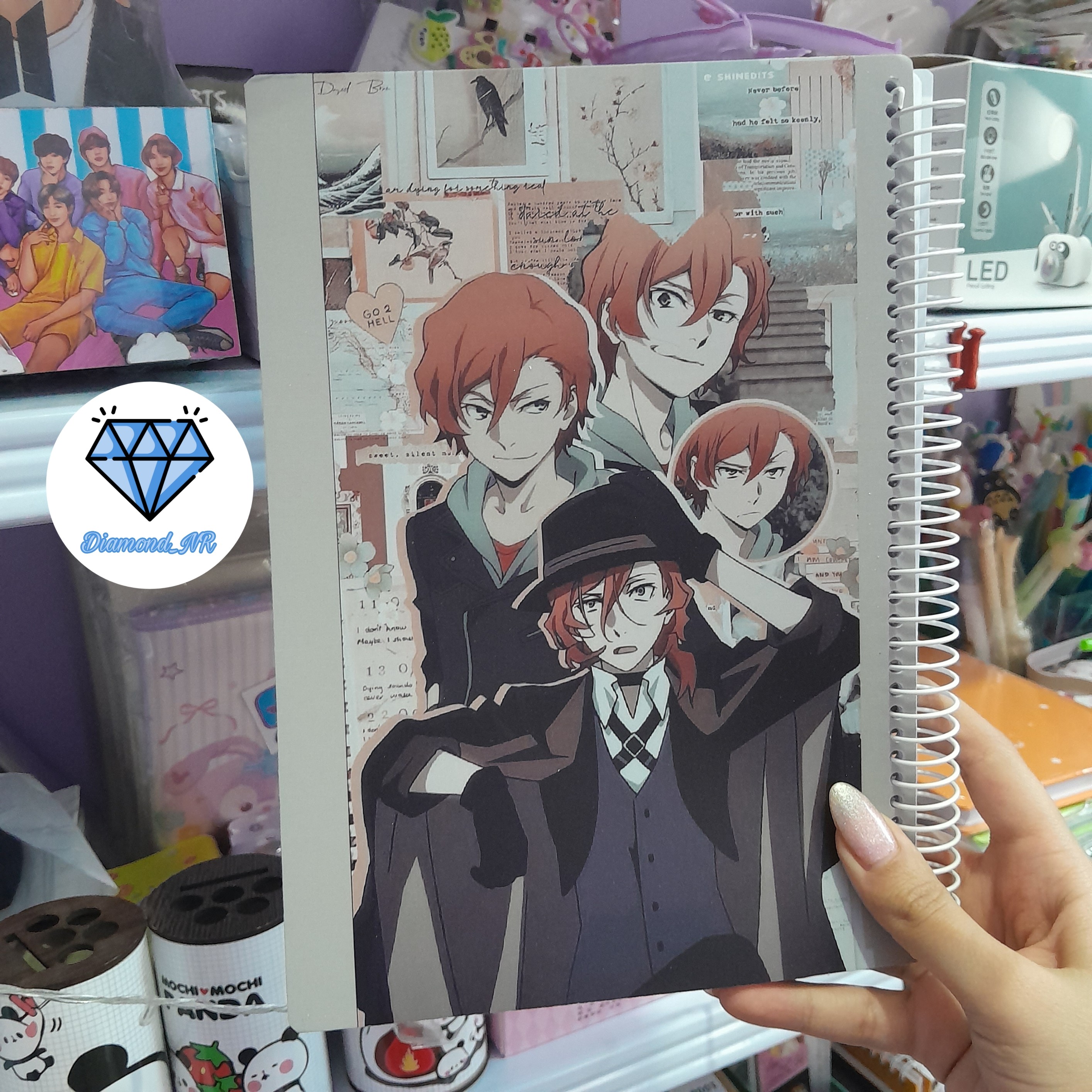 دفتر خط دار 100 برگ طرح انیمه سگ های ولگرد بانگو Bungou Stray Dogs مدل دازای و چویا
