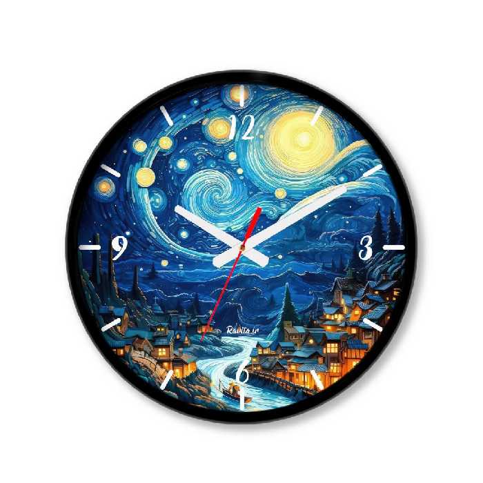 ساعت دیواری کوچک راویتا طرح نقاشی سبک ون گوک کد 3552