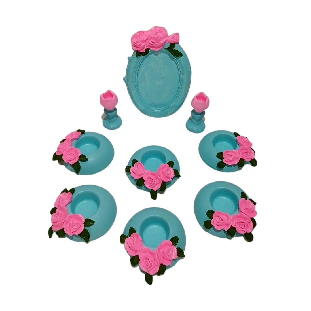 مجموعه ظروف هفت سین 9 پارچه طرح گل مدل 111