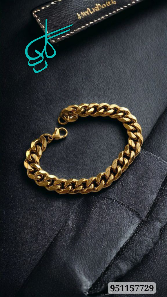 خرید دستبند کارتیر استیل طلایی رنگ ثابت کد 1216304 - ردگل