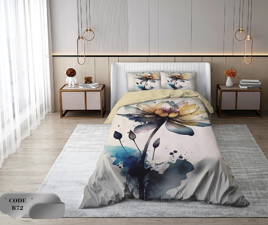 سرویس روتختی 1 نفره 4 تکه ابعاد 1.65 ×2.35 کشدار ضد حساسیت و عرق کد R72 | ست خواب و ست روتختی