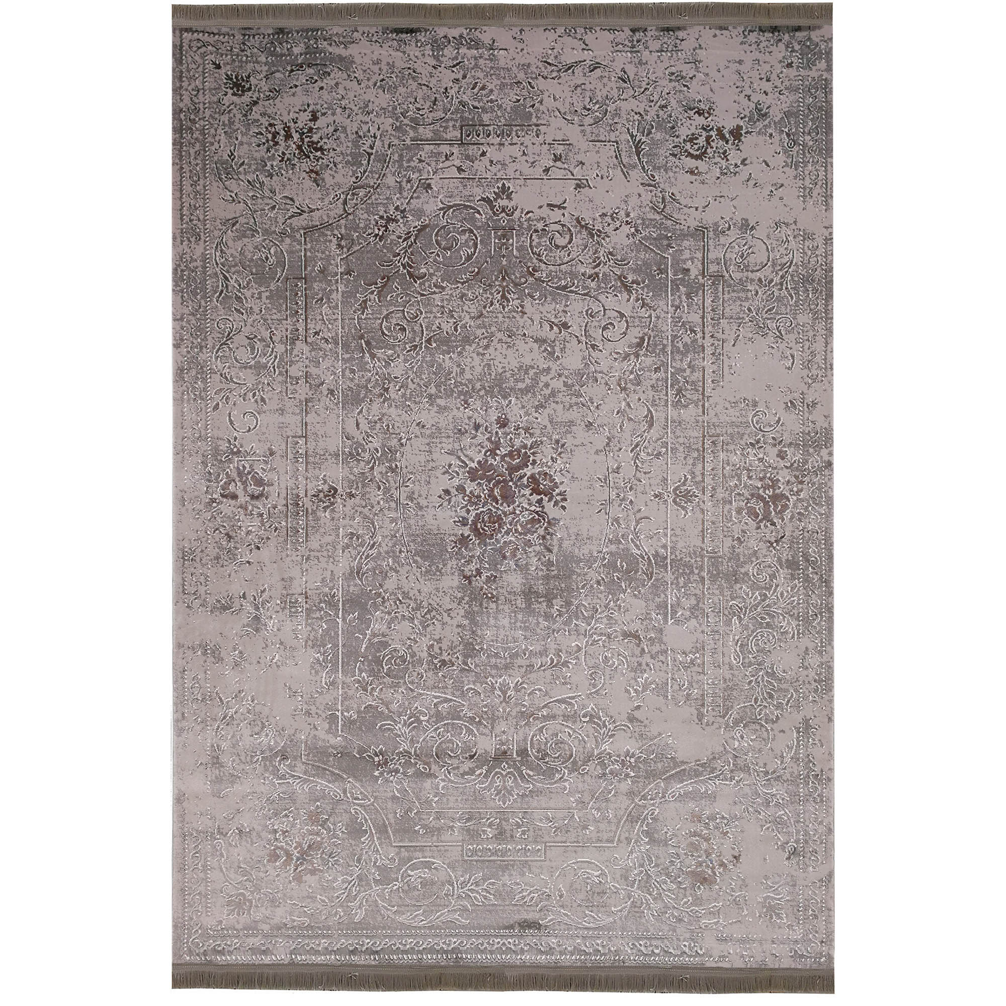 فرش ماشینی زمرد مشهد طرح پتینه کد TA110 زمینه طوسی