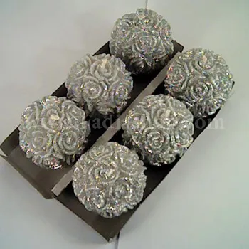 شمع توپ گل رز 6 تایی نقره ای