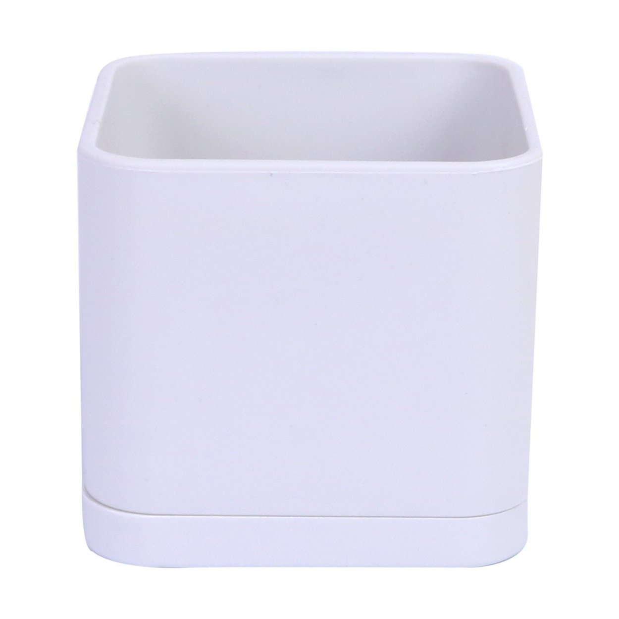 گلدان پلیمری مکعب مهرنی سایز 20 رنگ سفید استخوانی 10420 میکا