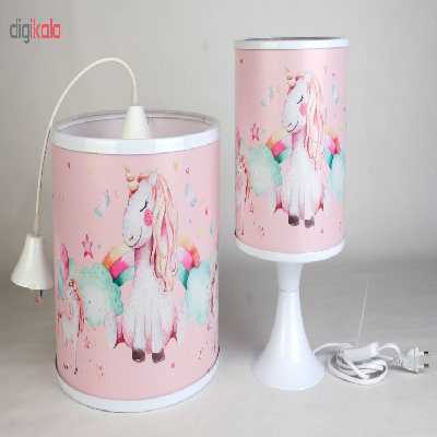 لوستر کودک طرح یونیکورن کد 51 به همراه چراغ رومیزی