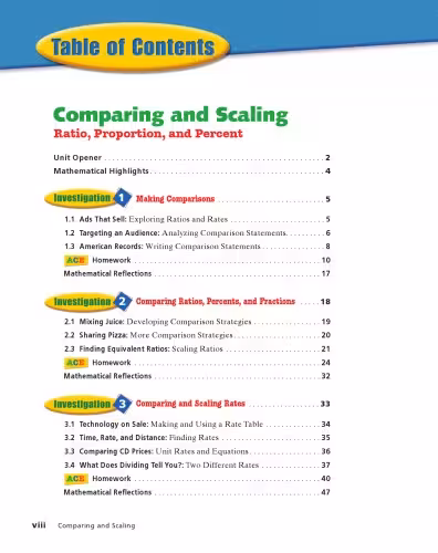 خرید و دانلود نسخه کامل کتاب Comparing And Scaling: Ratio, Proportion and Percent / Student Workbook