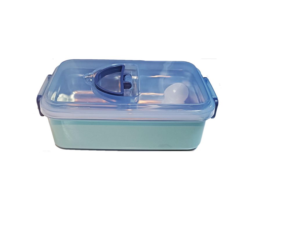 ظرف غذا دو خانه داخل استیل آبی کد SG-334
