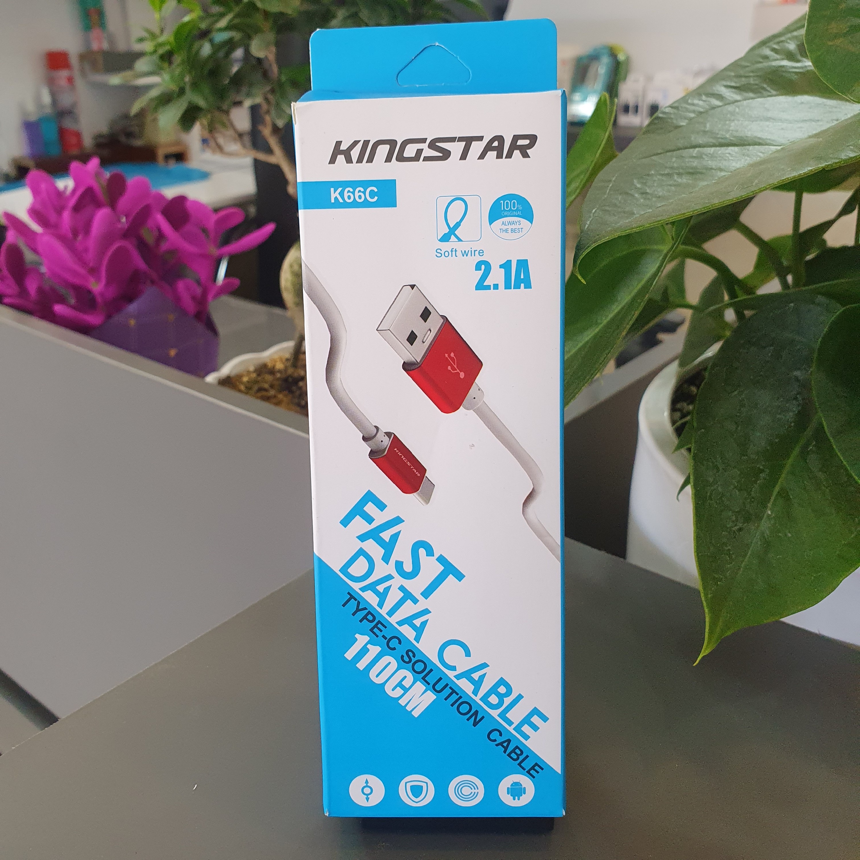 کابل شارژر و تبدیل usb  به usb type -cکینگ استار مدل K66C طول 1.1 متر