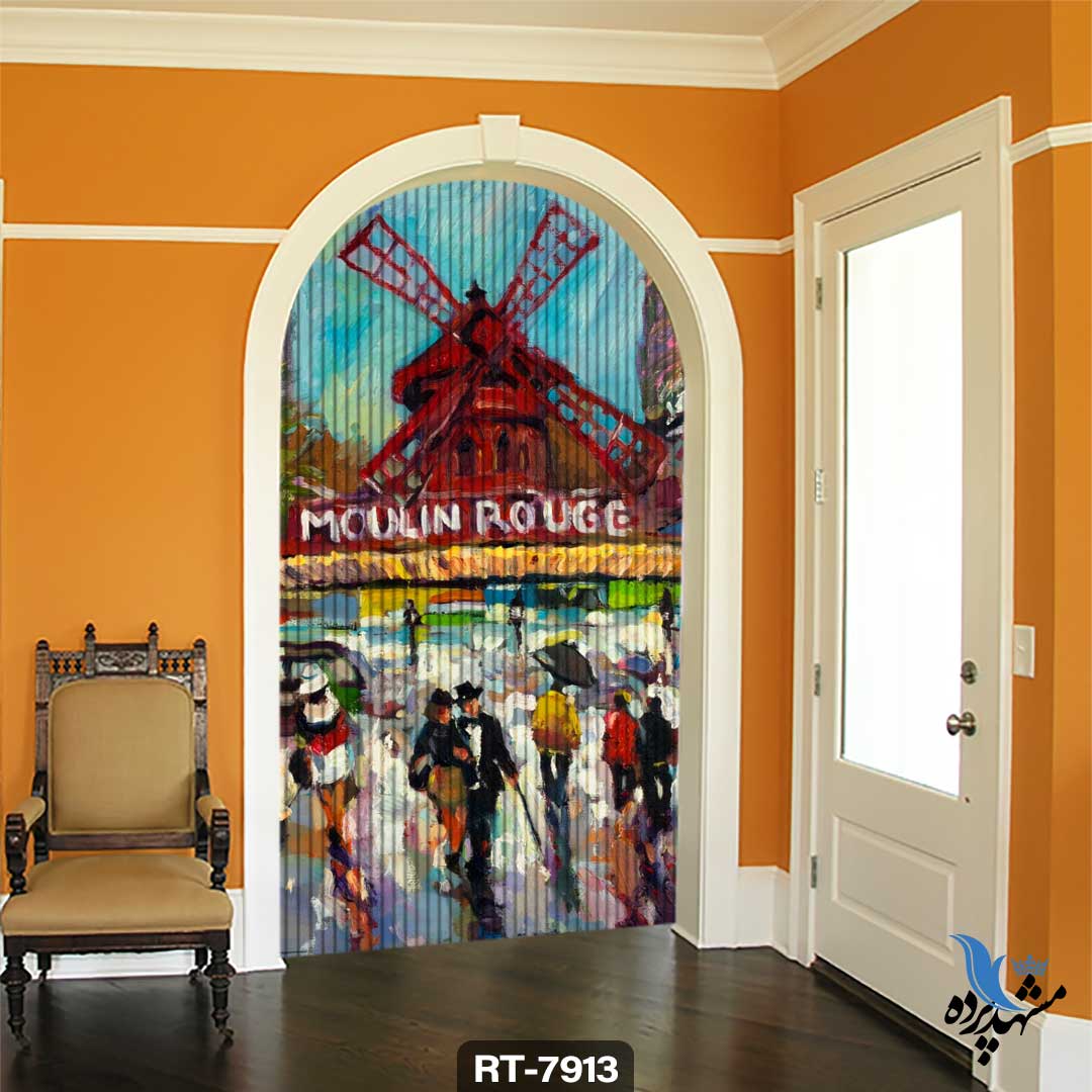 پرده شرشره تصویری طرح فانتزی مولن روژ فرانسه RT7913