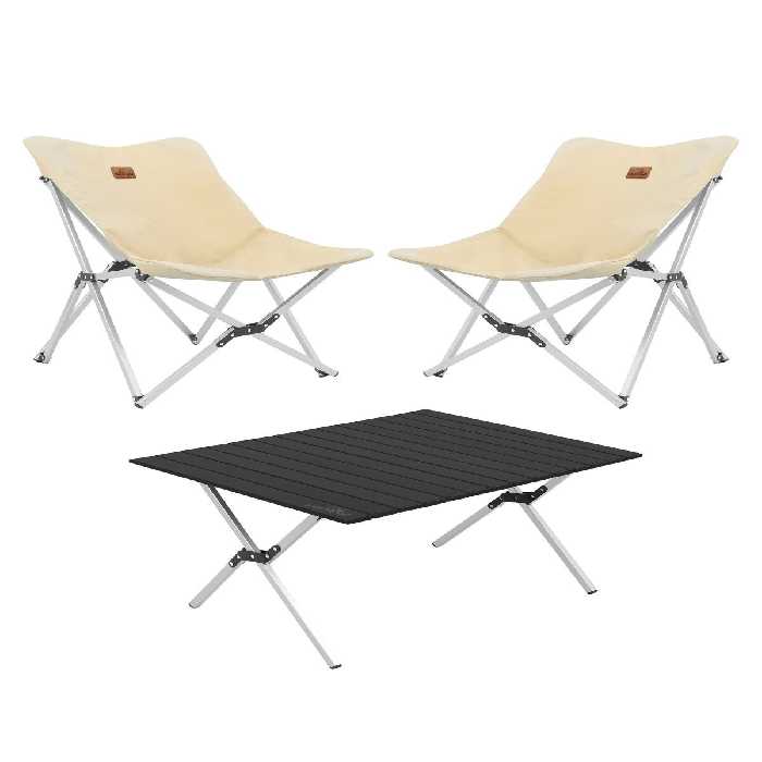 ست میز و صندلی کمپ نود کمپینگ بزرگ آلومینیوم 2 اردوگاه 3 مجموعه قطعه TuruncuFil