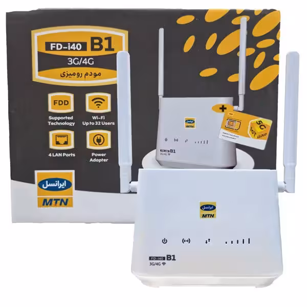 مودم 4G LTE ایرانسل مدل i40 B1 به همراه سیم کارت و 60 گیگابایت اینترنت 3 ماهه
