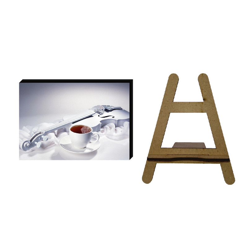 تابلو شاسی مدل ویولن و فنجان قهوه به همراه پایه شاسی | دنیای قاب