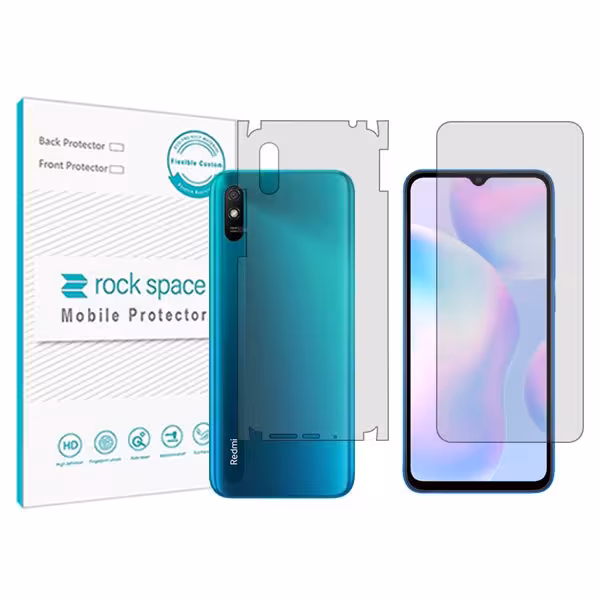 گلس محافظ صفحه نمایش و پشت گوشی شیائومی Redmi 9i مدل نانو هیدروژل شفاف برند راک اسپیس کد MS