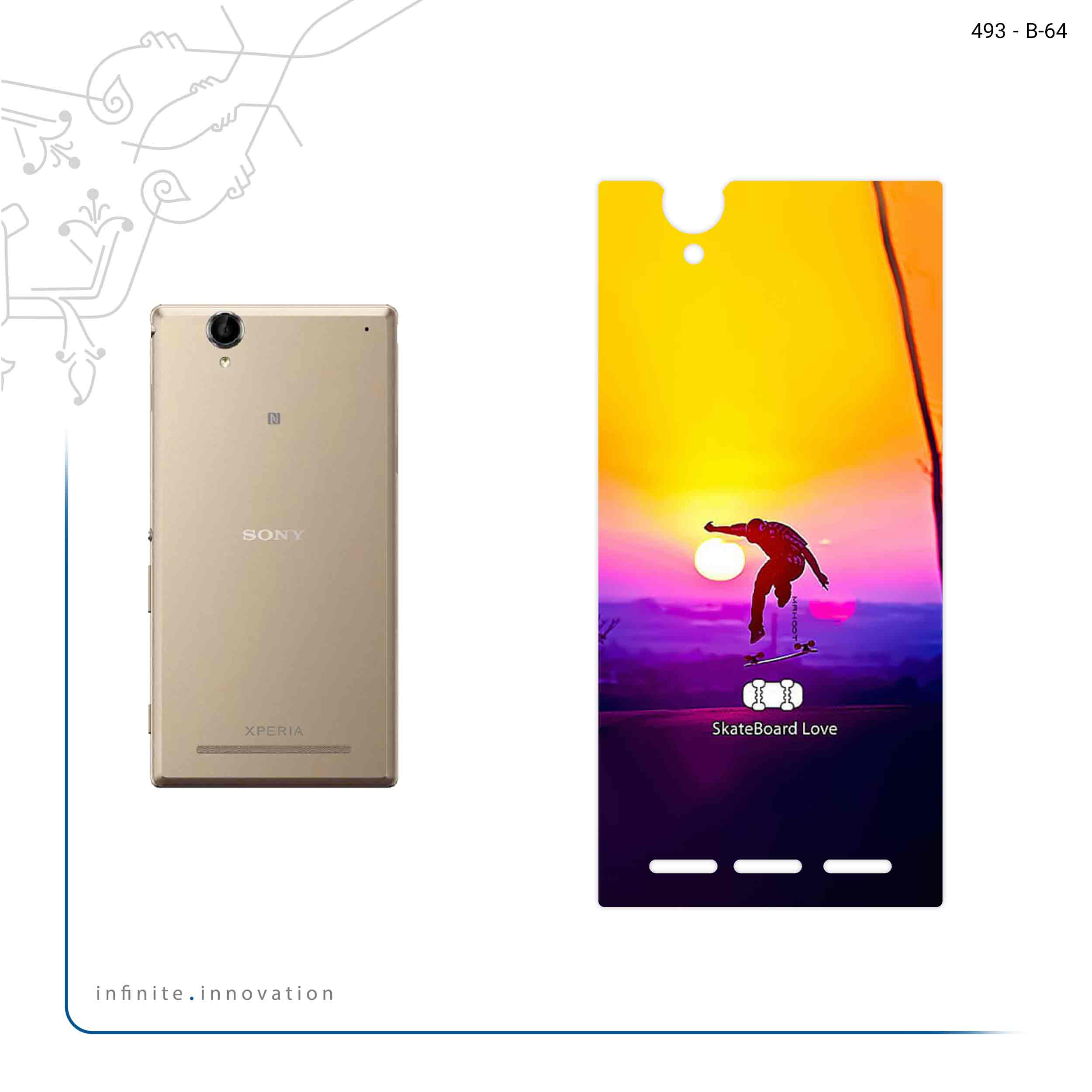 برچسب پوششی ماهوت مدل Skateboard مناسب برای گوشی موبایل سونی Xperia T2 Ultra