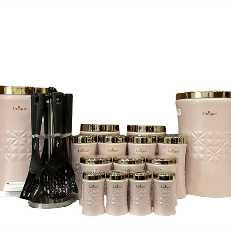 سرویس آشپزخانه 22 پارچه ونیز کرپ طلایی یونیک 4616