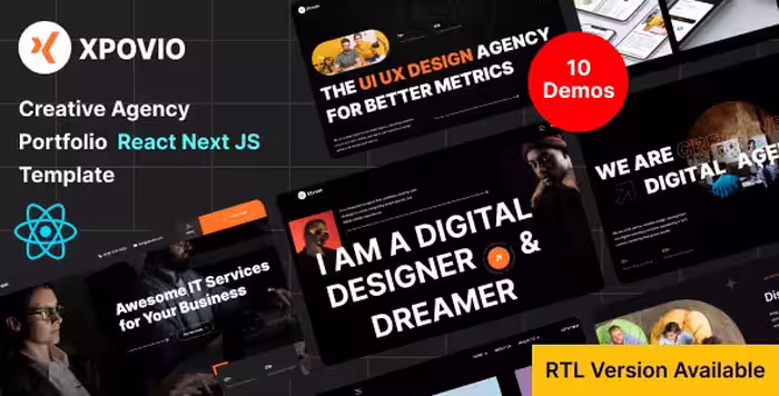 دانلود قالب شرکتی Xpovio React Next Js