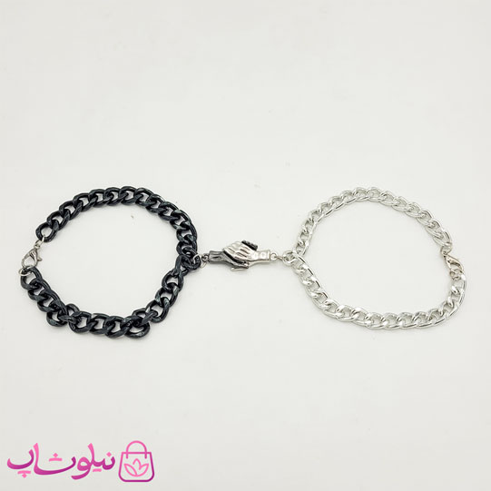 دستبند ست آهنربایی طرح دست مشکی نقره ای