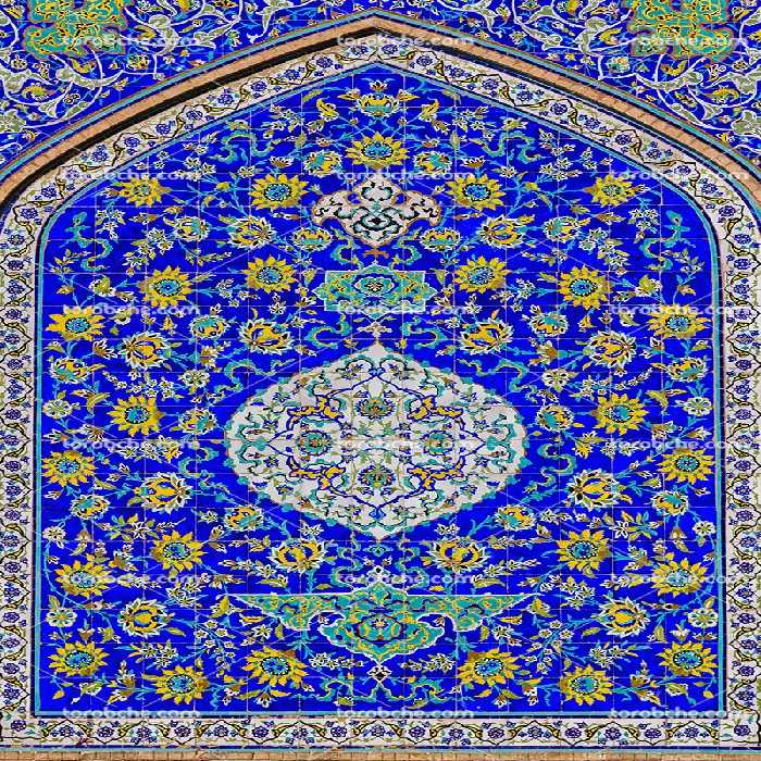 عکس کاشی کاری آبی محراب با کیفیت | گرافیک با طعم تربچه