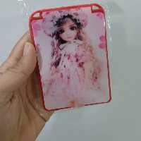 آینه جیبی دخترانه مدل چشمک زن سایز متوسط رنگ فریم قرمز آینه دخترانه