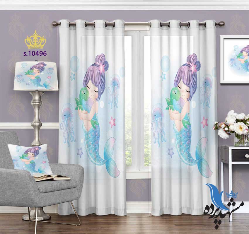 پرده پانچ کودکانه طرح پری دریایی S10496