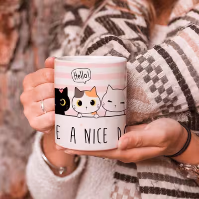 ماگ طرح گربه مدل have a nice day