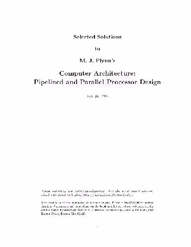 خرید و دانلود نسخه کامل کتاب Solutions manual to Computer Architecture Pipelined and Parallel Processor Design