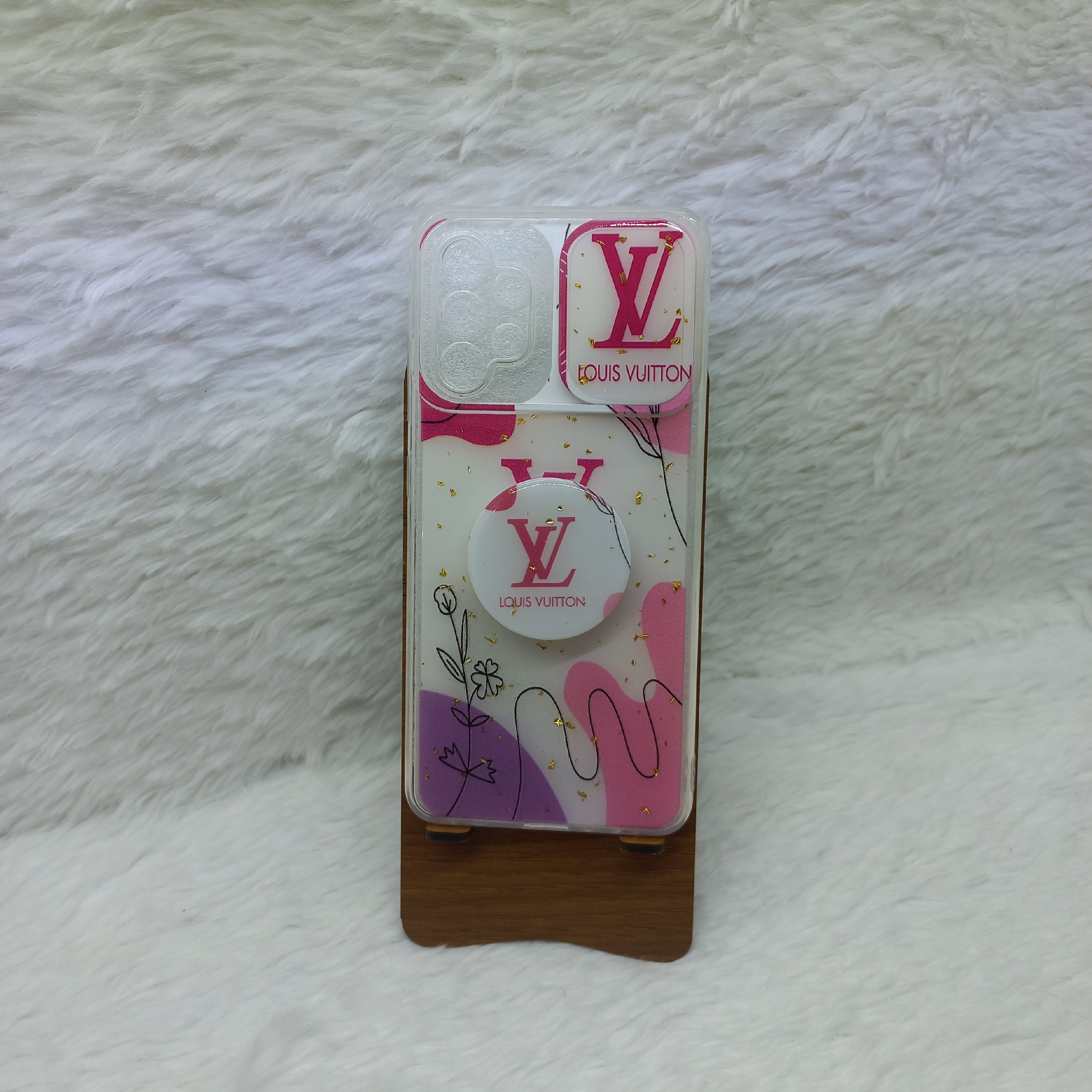 گارد (قاب) گوشی A32 4G مدل رزین با پاپ سوکت طرح گل مناسب گوشی Samsung A32 4G