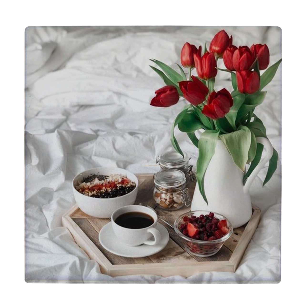 زیر لیوانی طرح فنجان کاپوچینو و گلدان گل کد    4074902_2811