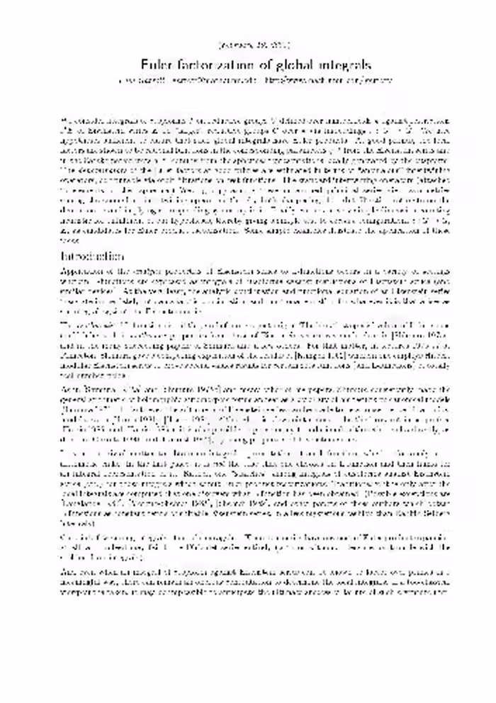خرید و دانلود نسخه کامل کتاب Euler factorization of global integrals (2005)(en)(63s)