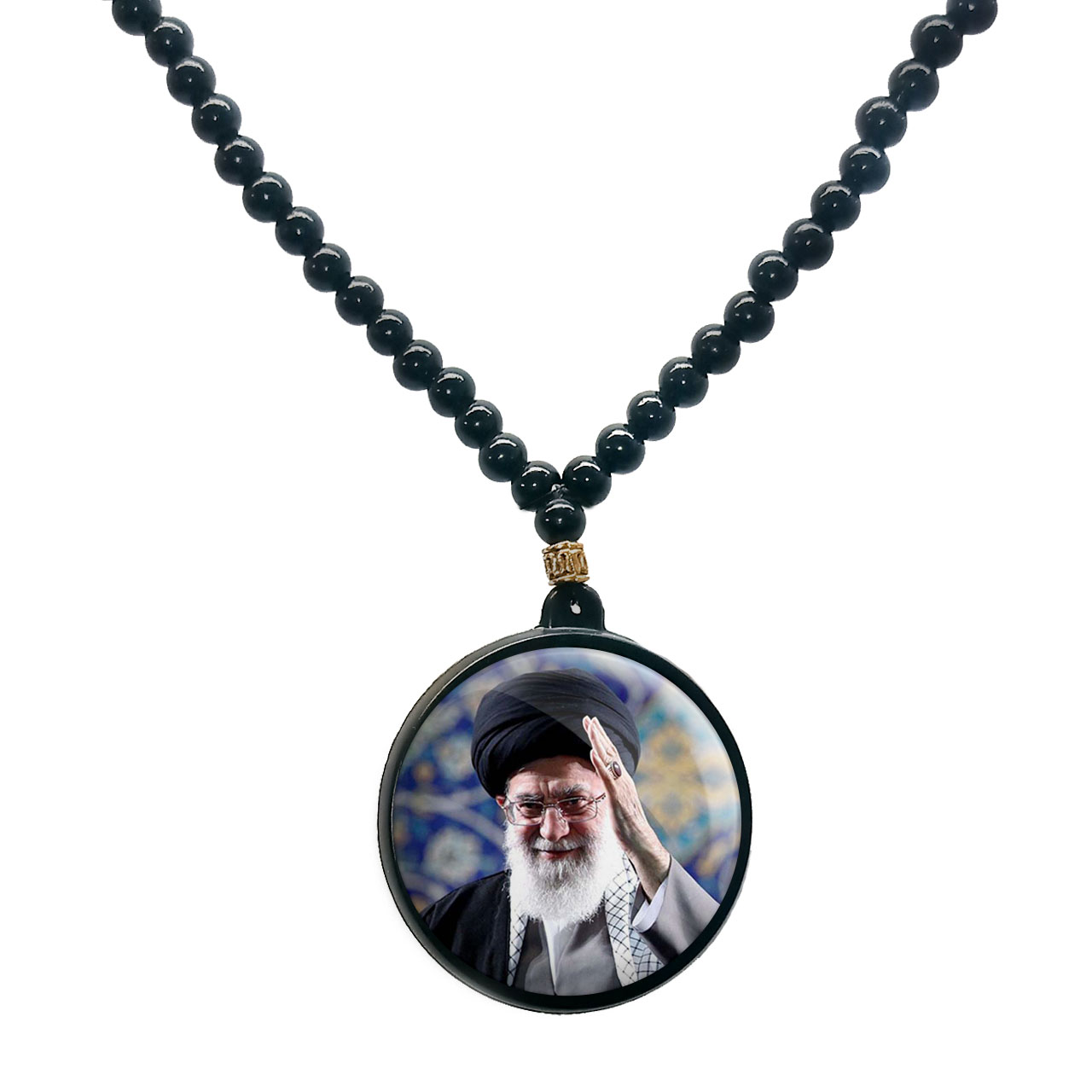 گردنبند پرمانه طرح تصویر آیت الله خامنه ای کد pmd.11703 مدل دو طرفه
