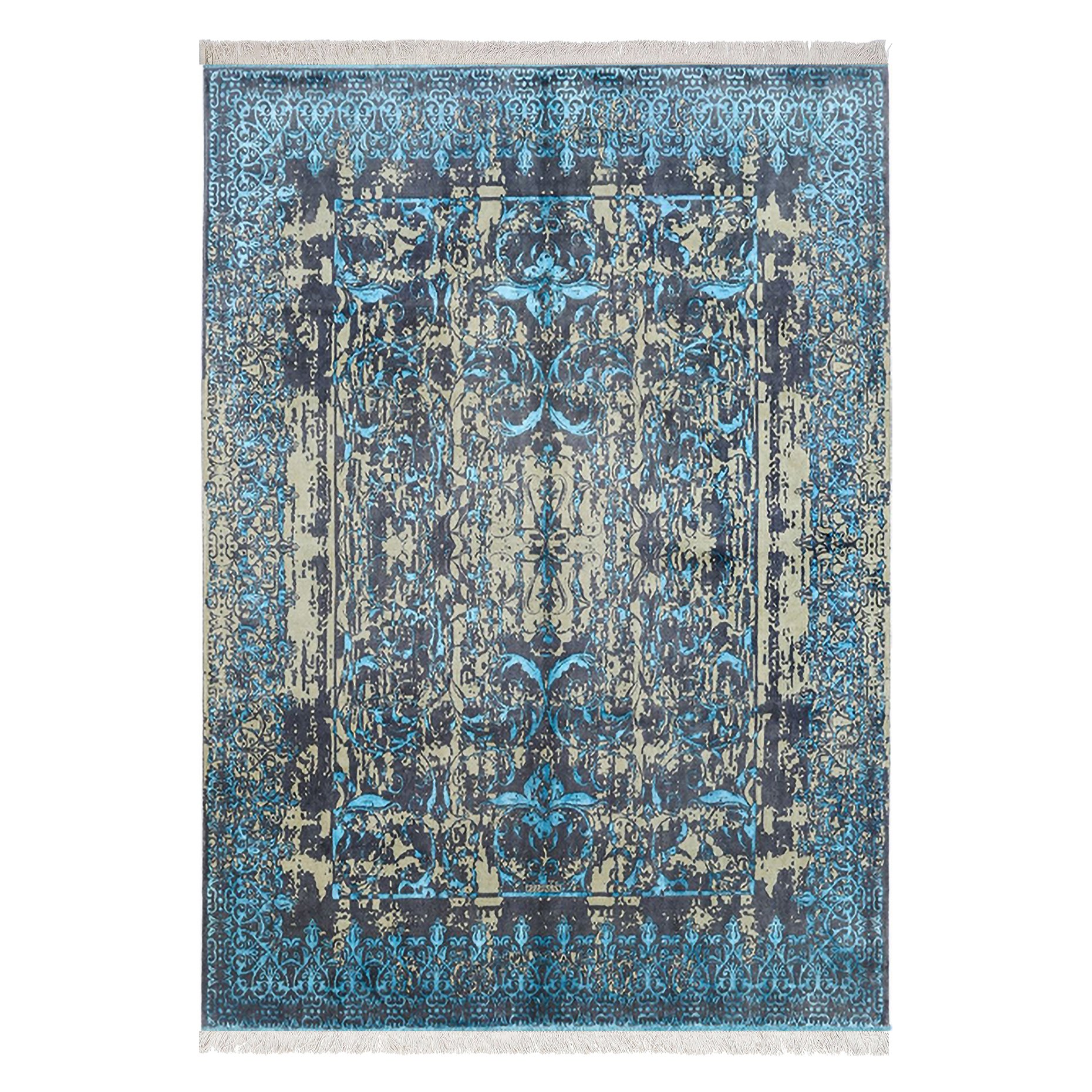 فرش ماشینی زانیس ارسال رایگان کد932وینتیج طرح قم کرم دو رو سایز 42x30 سانت