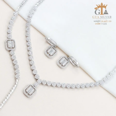 سرویس نقره زنانه مدل امرالد کات برای عروس عیار 925 کد 11225