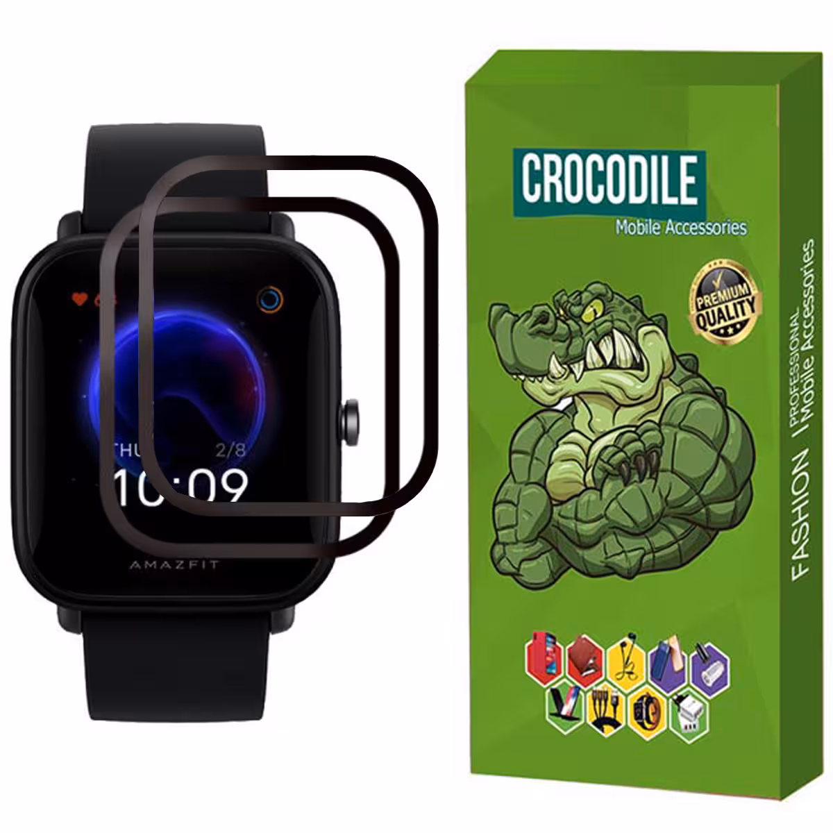 محافظ صفحه نمایش کروکودیل مدل C-PWM مناسب برای ساعت هوشمند امیزفیت Bip U Pro بسته 2 عددی