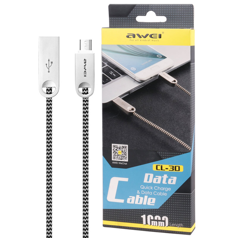 کابل میکرو یو اس بی فست شارژ Awei CL-30 2.4A 1m
