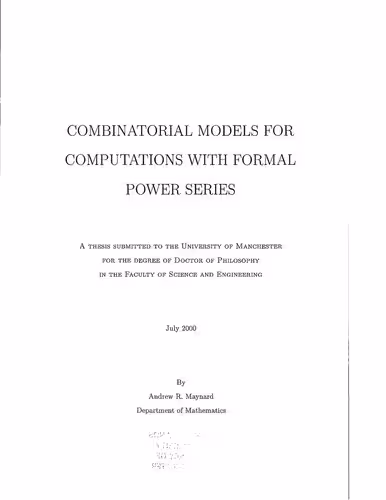 خرید و دانلود نسخه کامل کتاب Combinatorial models for computations with formal power series