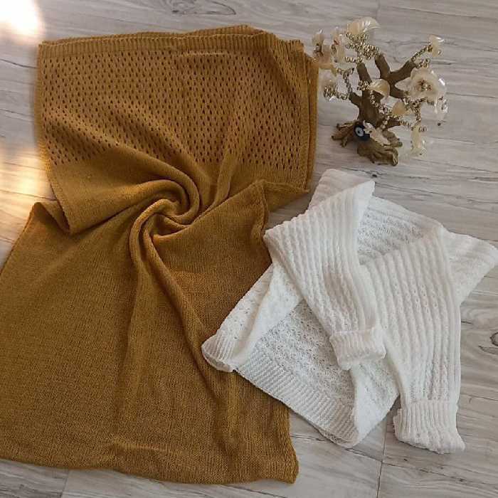 ست نیم تنه و شال بافت