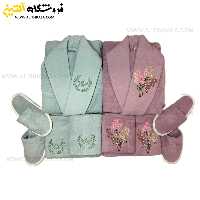 سرویس حوله عروس و داماد 10تکه یقه ابریشم برند MARIBOR