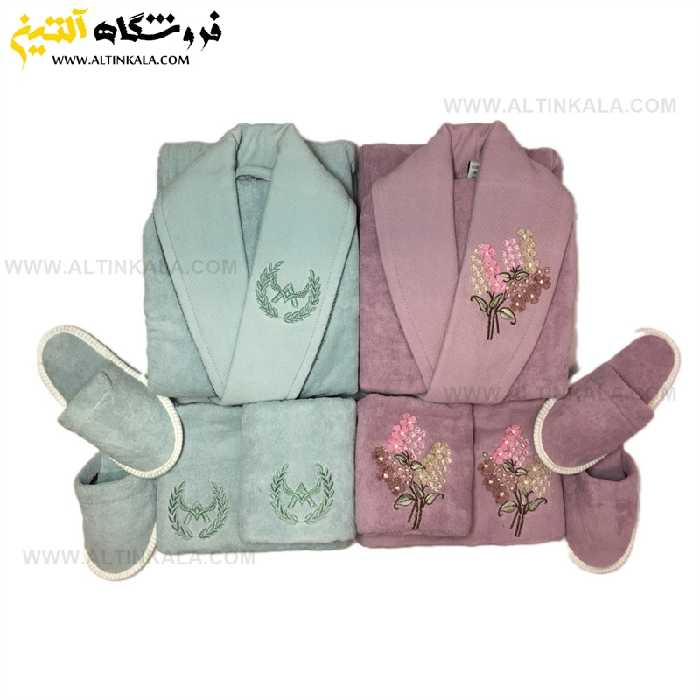 سرویس حوله عروس و داماد 10تکه یقه ابریشم برند MARIBOR