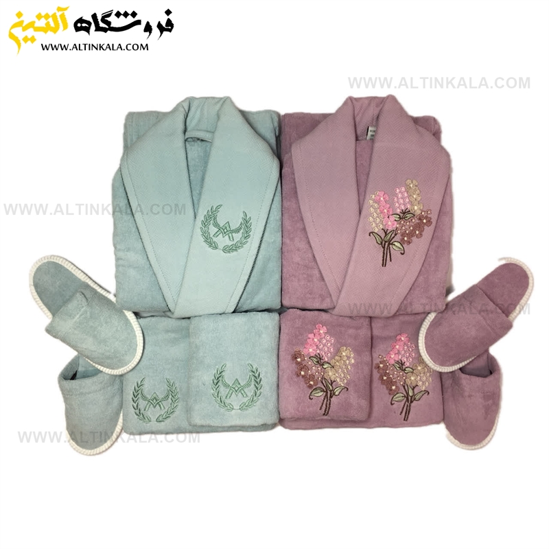 سرویس حوله عروس و داماد 10تکه یقه ابریشم برند MARIBOR