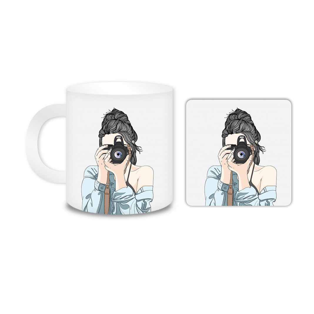 ماگ مدل دختر کد 1395 به همراه زیر لیوانی