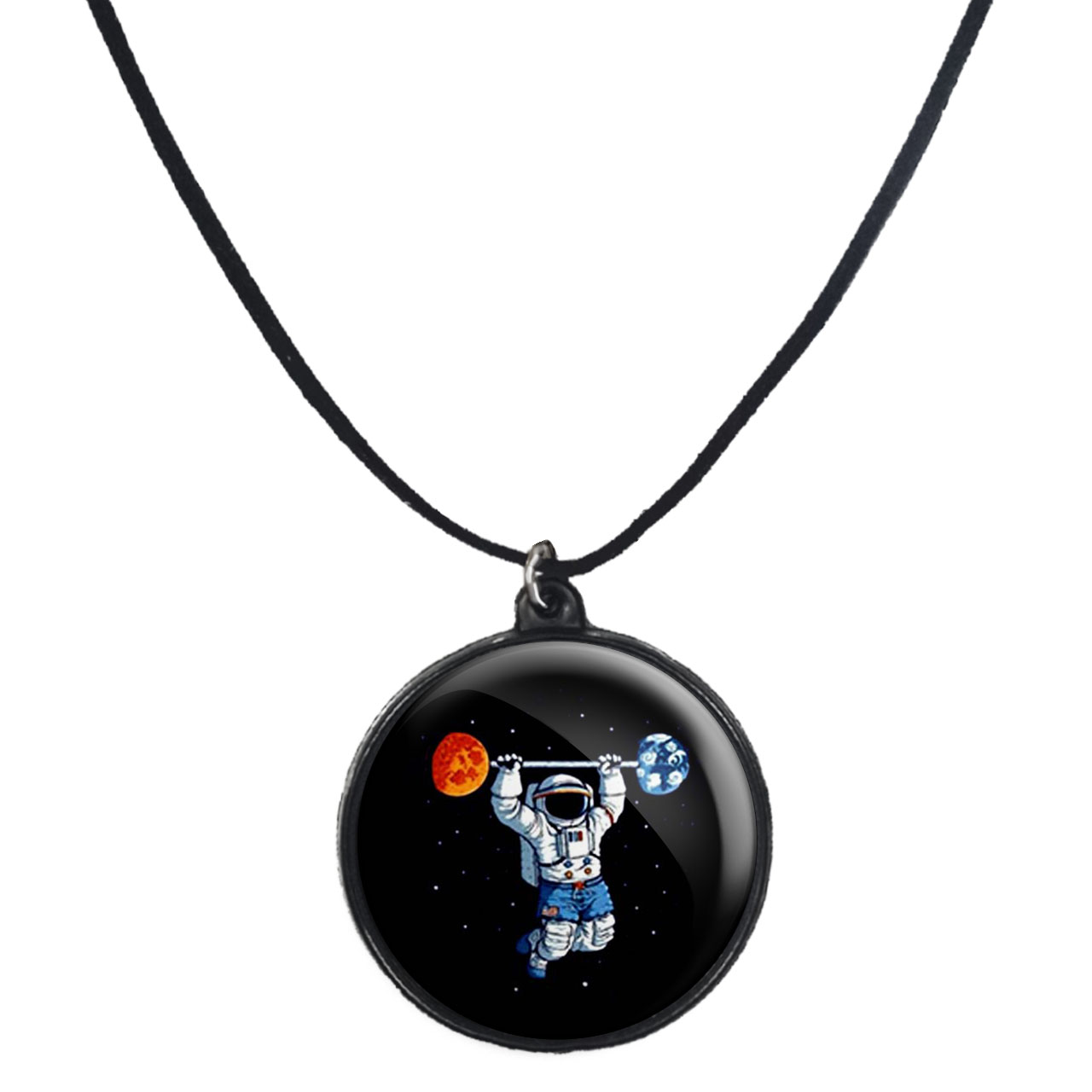 گردنبند پرمانه طرح فضانورد کد pmb.10372 مدل دو طرفه