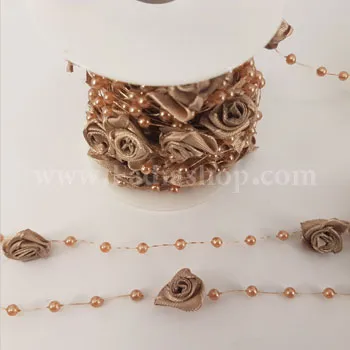 نوار توپی گل رز کرم تیره