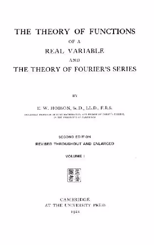 خرید و دانلود نسخه کامل کتاب Theory of Functions of a Real Variable and the Theory of Fourier's Series V1
